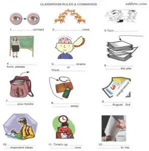 9 classroom language vocabulary and expressions exercises