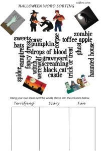Halloween vocabulary sorting