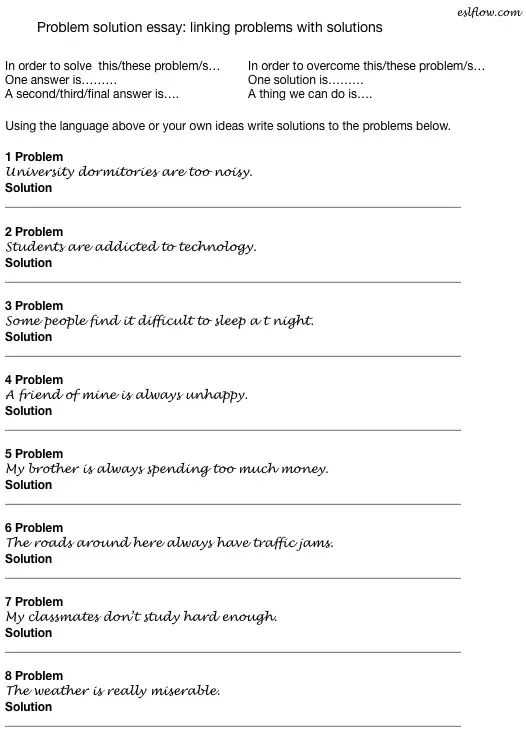 Problem Solution Sample Sentences