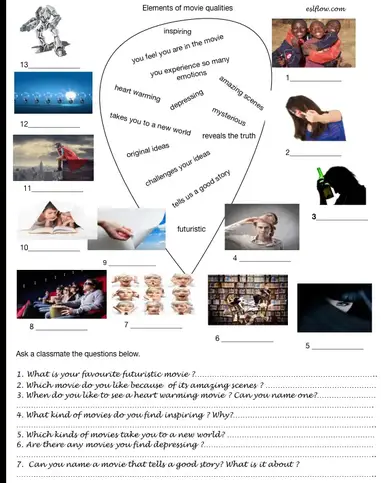 elements of movie qualities language exercise for students