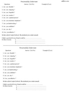Personality interview speaking exercise