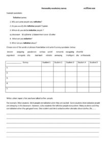 Personality survey speaking exercise template