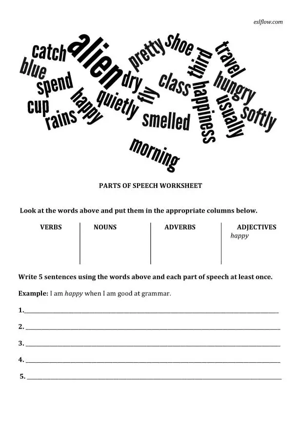 grammar worksheets parts of speech pdf