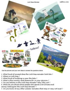 Loch Ness story telling questionnaire for students.