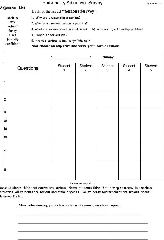 11 adjective listening/speaking and vocabulary exercises