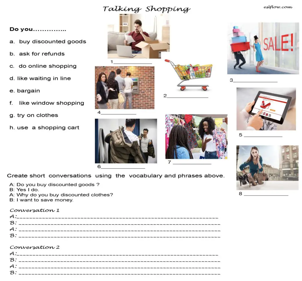 Talking About Shopping Speaking Activities For Esl Students