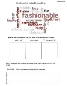 Using Comparative Adjectives In Sentences Worksheets