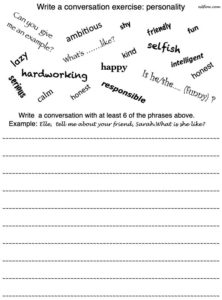 Write a conversation and speaking activity for talking about personality.