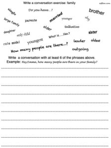 Write a conversation about family exercise for ESL learners.