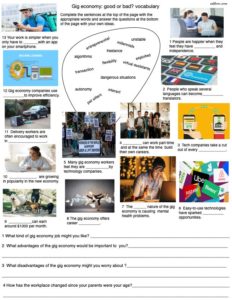 Gig economy vocabulary and discussion worksheet