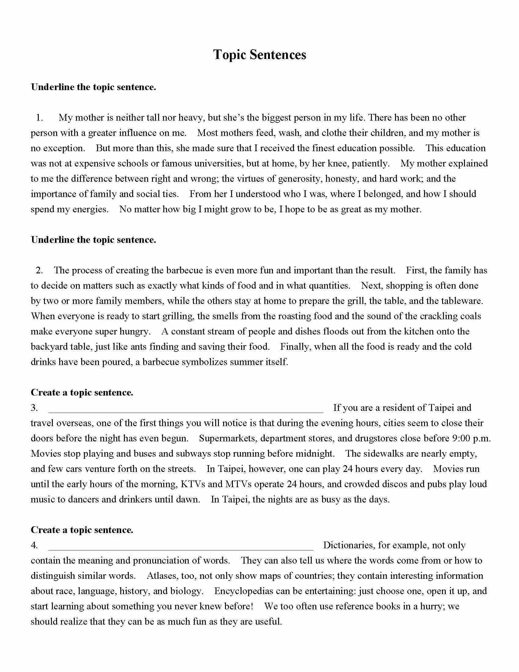topic sentence for essay writing